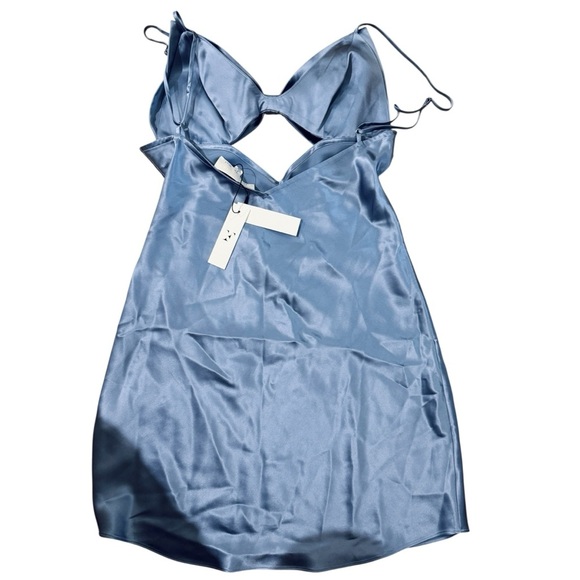 Fleur Du Mal 100% silk bow-embellished mini slip dress NEW - Picture 2 of 11